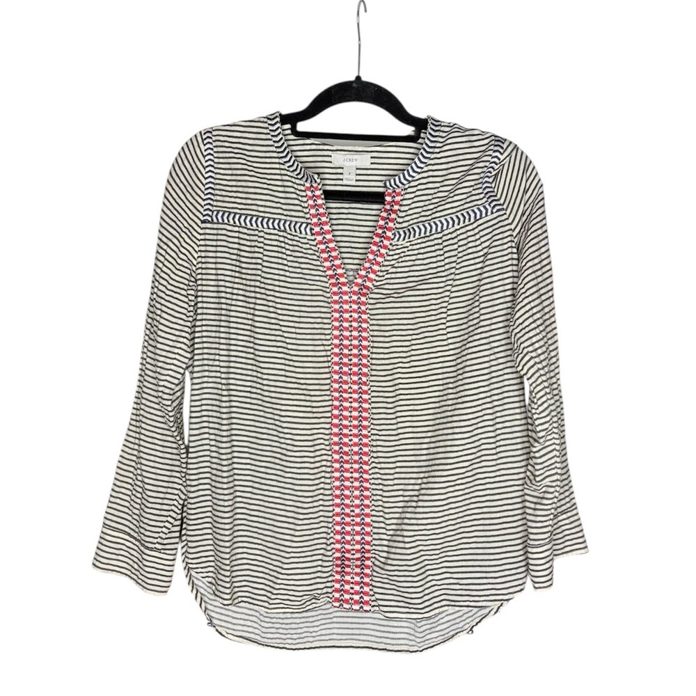 J. Crew striped multi color peasant top size 2